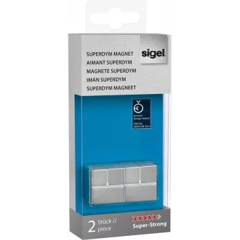 SIGEL SuperDym Neodymium Cube Magnets GL706, 20 x 20 x 20 mm, 2 Pieces, Silver