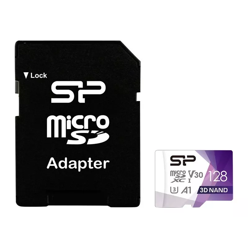 Silicon Power 128GB Superior Pro microSDXC UHS-I U3 V30 A1 Memory Card with SD Adapter