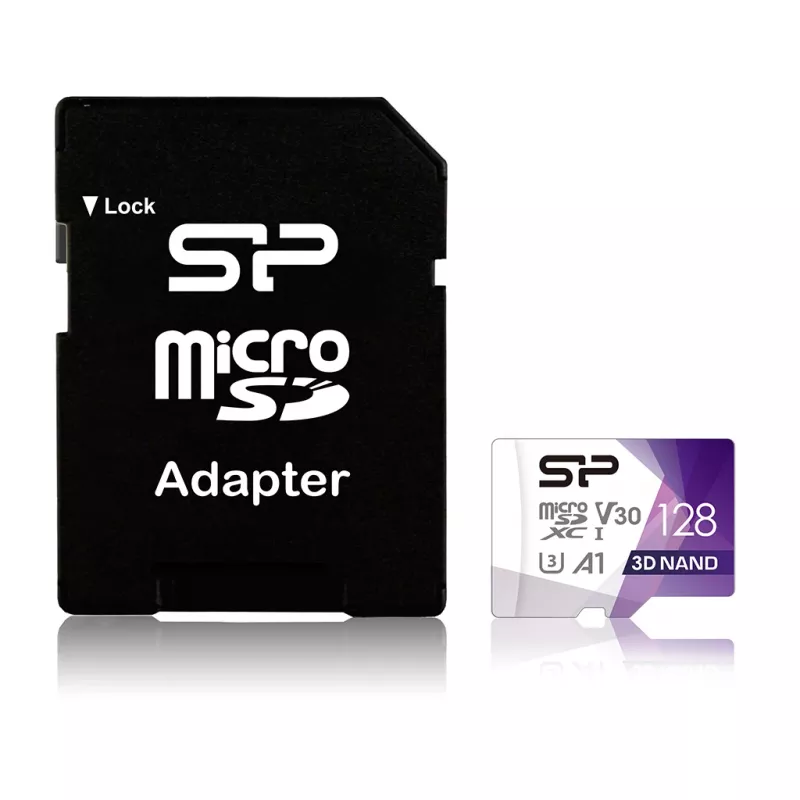 Silicon Power 128GB Superior Pro microSDXC UHS-I U3 V30 A1 Memory Card with SD Adapter
