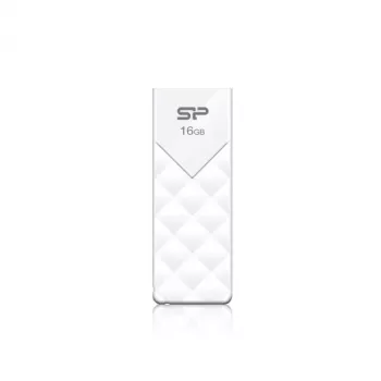 Silicon Power 16GB USB 2.0 Flash Drive, Retractable Capless Design, White