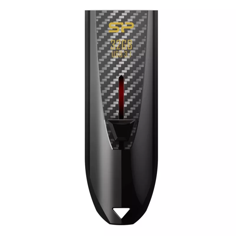 Silicon Power Blaze B25 32GB USB 3.2 Gen 1 Flash Drive, Retractable Connector, Black