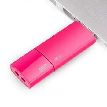Silicon Power SP016GBUF2U05V1H 16GB USB 2.0 Flash Drive, Retractable USB-A, Navy Blue