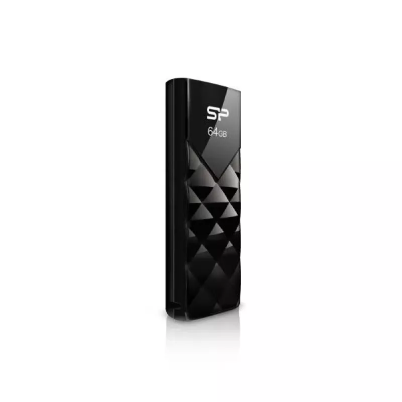 Silicon Power SP064GBUF2U03V1K Blaze B10 64GB USB 2.0 Flash Drive, Black, Retractable