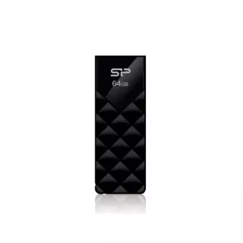 Silicon Power SP064GBUF2U03V1K Blaze B10 64GB USB 2.0 Flash Drive, Black, Retractable
