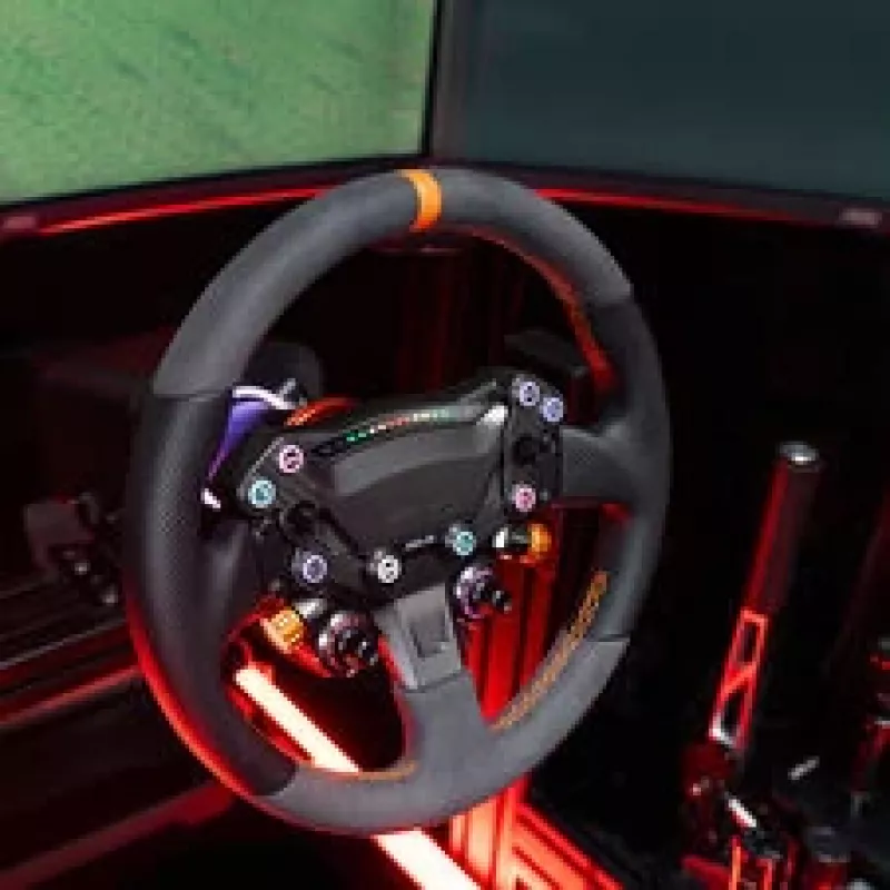 Simagic Zeus Sport Steering Wheel - 300mm Suede Leather Rim, CNC Aluminum, RGB Buttons, Dual Carbon Fiber Magnetic Shifters, Wireless, 50mm QR