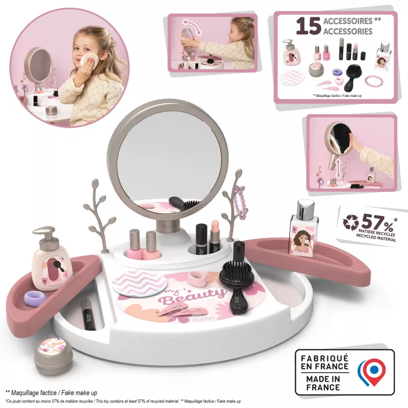 SIMBA-DICKIE My Beauty Studio Interactive Pretend Play Vanity with Light-Up Mirror, 10 Accessories, Melodies & Phrases for Kids Ages 3-6