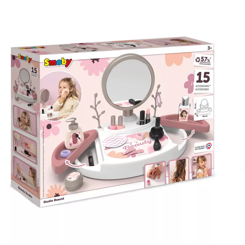 SIMBA-DICKIE My Beauty Studio Interactive Pretend Play Vanity with Light-Up Mirror, 10 Accessories, Melodies & Phrases for Kids Ages 3-6