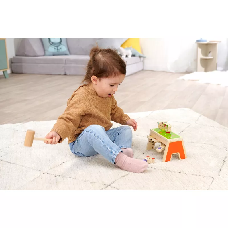 SIMBA-DICKIE Pop-Up Hammering Game – Wooden 16-Piece Toy with Pop-Up Figures