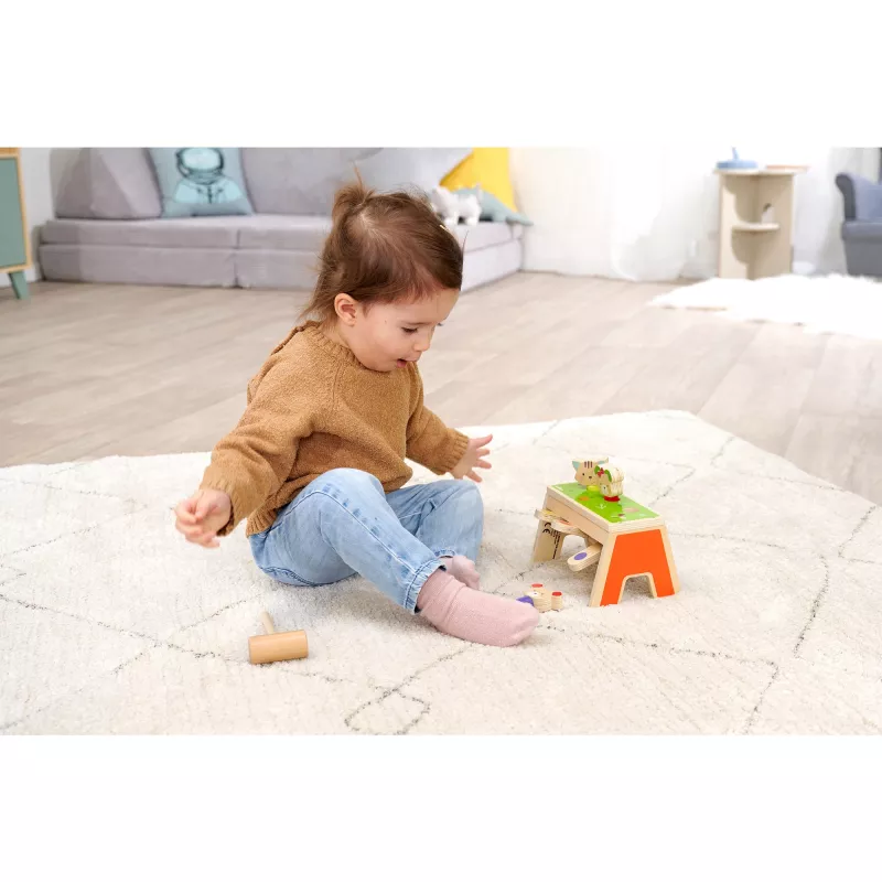 SIMBA-DICKIE Pop-Up Hammering Game – Wooden 16-Piece Toy with Pop-Up Figures