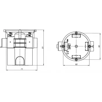 SIMET S60GF Surface-Mounted Junction Box, Connectable, Extra-Deep, 60mm, Orange