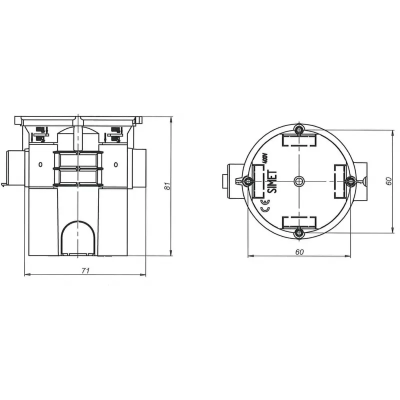 SIMET S60GF Surface-Mounted Junction Box, Connectable, Extra-Deep, 60mm, Orange