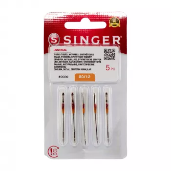 Singer 2020 Universal Machine Needles, Size 12/80, Pack of 5