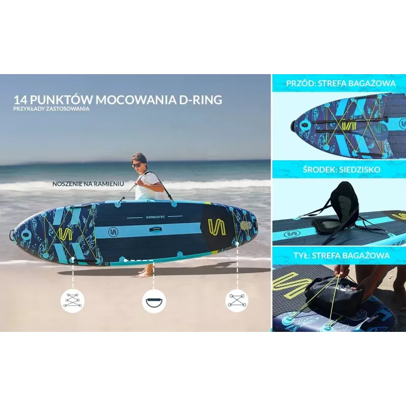 SKT ASIATICUS Inflatable Stand-Up Paddle Board 350x89x15 cm Yoga