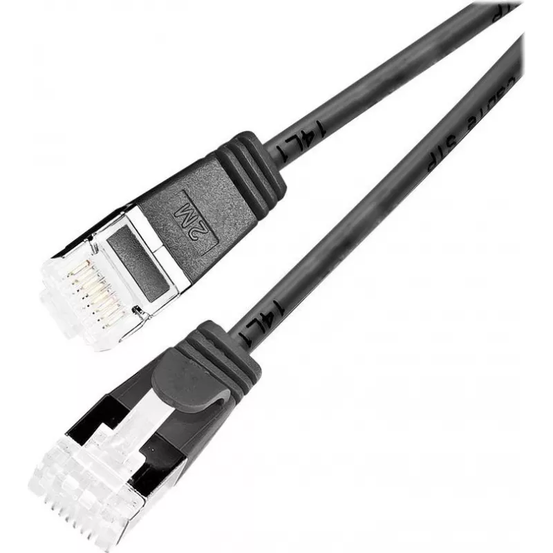 Wirewin Light Patch Cable Round U/FTP Cat 6a Black 0.5m Slim Flexible PoE (PKW-LIGHT-STP-K6A 0.5 SW)