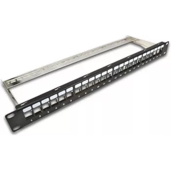 Wirewin TKS PANEL 24 BLACK - 24-Port Keystone Shielded Blank Patch Panel, 19 inch 1U Rackmount, Black