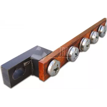 Wirewin EARTHING BAR - 19 inch Rack Mounting Set, Stainless Steel, 490 mm, Black/Brown