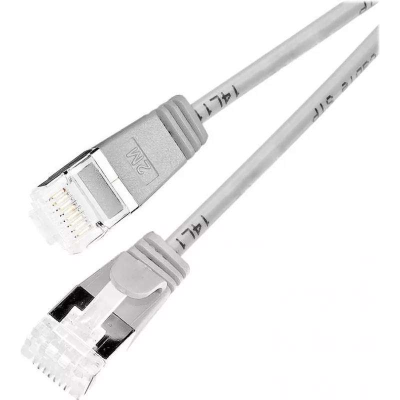 Wirewin Slim Round U/FTP Cat 6a Patch Cable, Grey, 2.0 m, PoE, Flexible, LSZH (PKW-LIGHT-STP-K6A 2.0)
