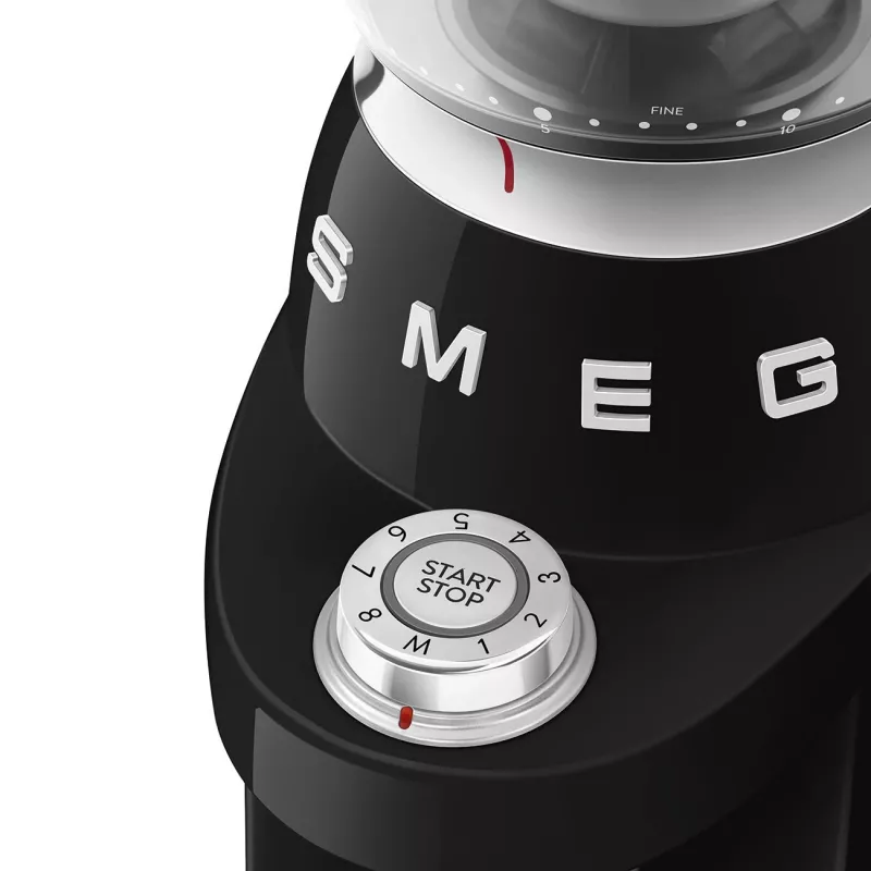 Smeg CGF03BLEU 50's Style Conical Burr Coffee Grinder - Black, 150W, 350g Capacity