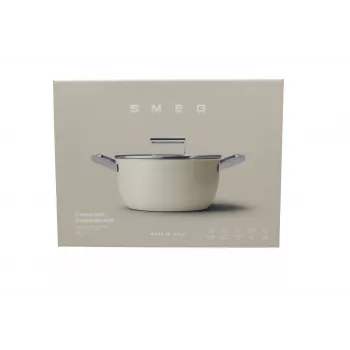 Smeg CSF2412CRM Casserole 24 cm Ceramic Non-Stick Stainless Steel Handle Matte Cream