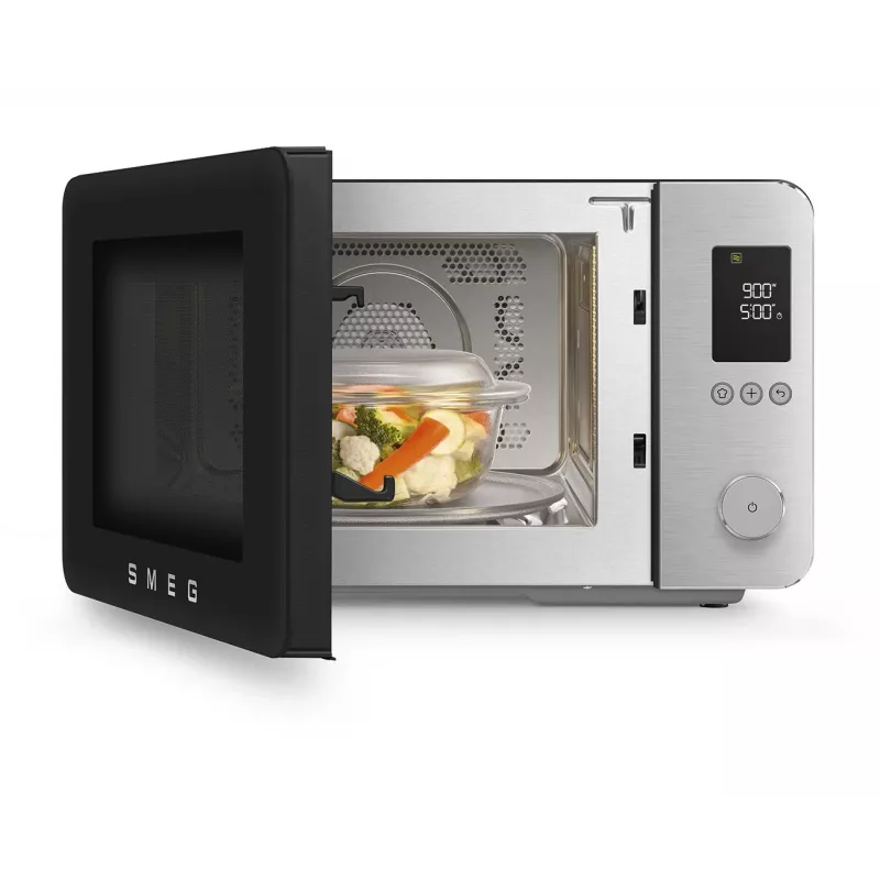 Smeg MOC02BLMEU Combination Microwave Oven, 9 Functions, 2100W, Matte Black
