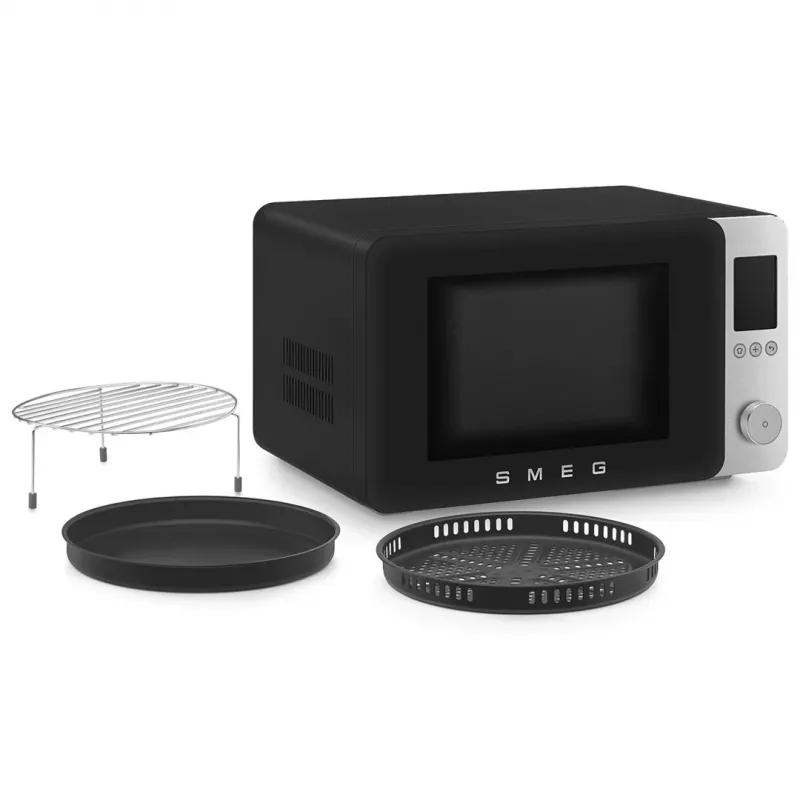 Smeg MOC02BLMEU Combination Microwave Oven, 9 Functions, 2100W, Matte Black