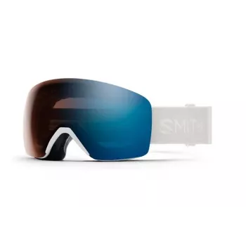 Smith Skyline Ski Goggles with ChromaPop Photochromic Lens, White Vapor Frame and Blue Sensor Mirror Lens