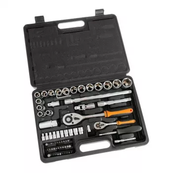 Socket Set VG051 1/4 inch & 1/2 inch Drive 72-Piece CRV Metric Tool Kit with Ratchets