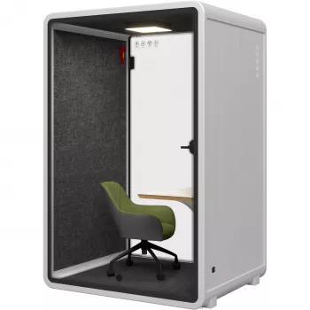 SOUNDBOX INC Soundbox Office Pod SR-M (F4) 1 Person White - Acoustic Phone Booth with LED Lighting & Ventilation