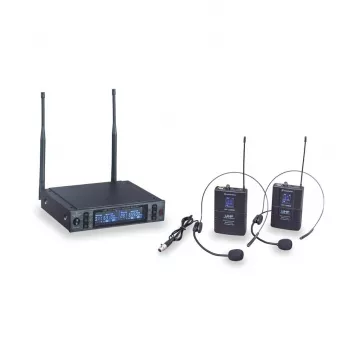 Soundsation WF-U2302PP Dual Channel UHF Wireless Microphone System with 2 Handheld Dynamic Transmitters, 16 Selectable Frequencies, Metal Receiver, XLR Outputs, 50m Range, 863-865 MHz