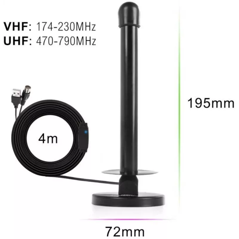 Spacetronik Hook TV DVB-T2 Magnetic Antenna with 28 dBi Amplifier and 3m Cable
