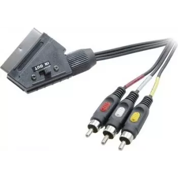 SpeaKa Professional SCART to 3x RCA Composite AV Cable 2m Black SP-7869848