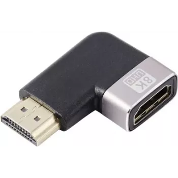 SpeaKa Professional SP-11302004 HDMI Adapter 8K 60Hz 4K 120Hz 90° Right Angle Male to Female Black Silver
