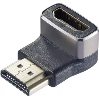 SpeaKa Professional SP-11306836 HDMI Adapter 8K 60Hz 4K 120Hz 90° Downward Angled Male to Female Black Silver