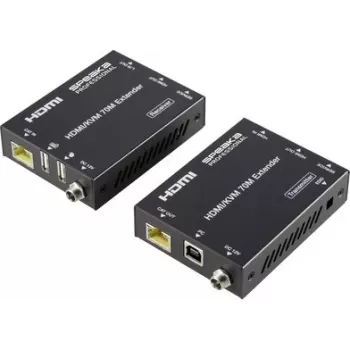 SpeaKa Professional SP-11562928 HDMI Extender Set PC-controllable 4K@60Hz 70m CAT6 Black