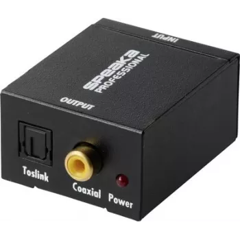 SpeaKa Professional SP-ATDAC-100 Analog to Digital Audio Converter RCA to Toslink & Coaxial 24-bit/48kHz Black SP-13904368
