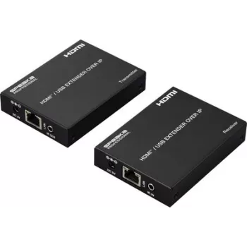 SpeaKa Professional SP-HDE-350 HDMI KVM Extender over Network Cable RJ45 with Keyboard and Mouse Support, 120 m, Full HD 1080p SP-12774724