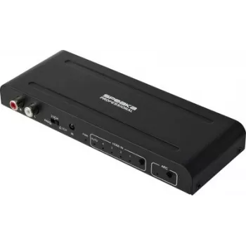 SpeaKa Professional SP-HSU-300 4 Port HDMI Switch with ARC, 4K UHD, HDMI 2.0, HDCP 2.2, HDR, CEC, Metal Housing SP-14521632