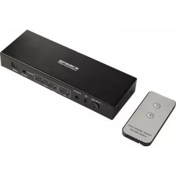 SpeaKa Professional SP-SWAP-500 2-Port HDMI KVM Matrix Switch with Audio, 4K UHD, USB 2.0 Hub, Metal, Black SP-13904372