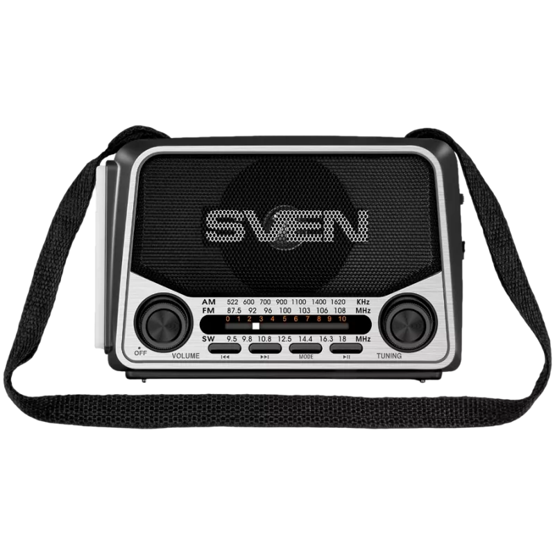 Speaker SVEN SRP-150, Gray (3W, Bluetooth, FM/AM/SW, USB, microSD, Flashlight, Battery)