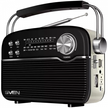 Speaker SVEN SRP-500, Black (3W, Bluetooth, FM/AM/SW, USB, microSD, AUX, Battery)