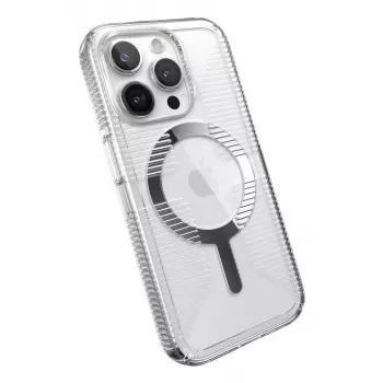Speck Gemshell Grip + MagSafe for iPhone 15 Pro (Clear / Chrome Finish)