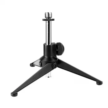 SSQ DS1 Desktop Microphone Stand - Black, Steel & Cast Iron, Height Adjustable 230-350 mm, 3/8 inch Thread with 5/8 inch Adapter