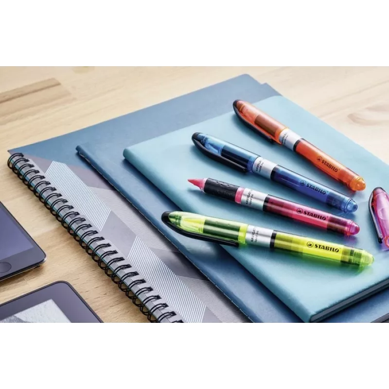 STABILO Navigator Highlighter Pens - 10 Pack - Assorted Colors - Chisel Tip - 1 mm Fine / 5 mm Broad Line - Water-Based Ink
