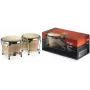 Stagg BW 200 N Wood Bongos - Natural Siam Oak Shells, 6.5 inch & 7.5 inch Rawhide Heads, Black Powder-Coated Hardware