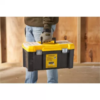STANLEY Essential 19-Inch Toolbox with Organizers, Black/Yellow