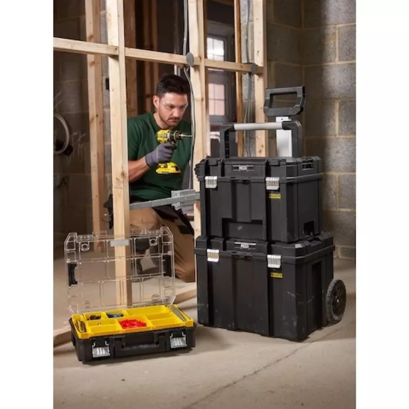 Stanley FATMAX PRO-STACK Tool Hard Case, 22L, IP54, Black with Yellow Accents