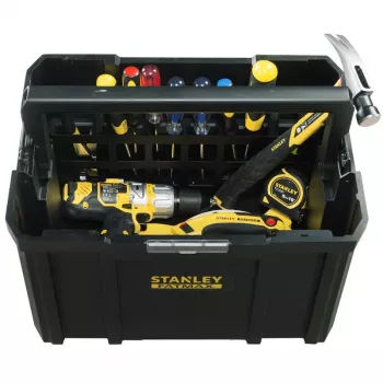 STANLEY FMST1-75794 TSTAK Deep Storage Tool Box with Tote Tray, 23 L, Black/Yellow