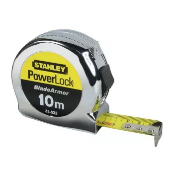 STANLEY Micro Powerlock 10m Cable Reel – 4 Schuko Sockets, IP44, Thermal Cut-Off, 3G1.5mm² H05VV-F, 3500W Unwound