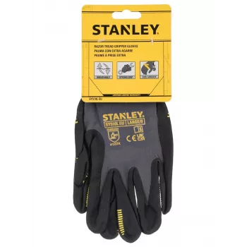 Stanley SY510L-QS Work Gloves, Size L (9) - Synthetic Leather Palm, Spandex Back, Neoprene Cuff, EN 388 Certified, Black/Yellow