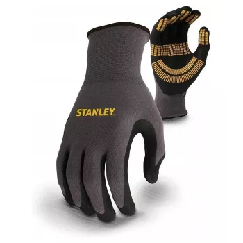 Stanley SY510L-QS Work Gloves, Size L (9) - Synthetic Leather Palm, Spandex Back, Neoprene Cuff, EN 388 Certified, Black/Yellow